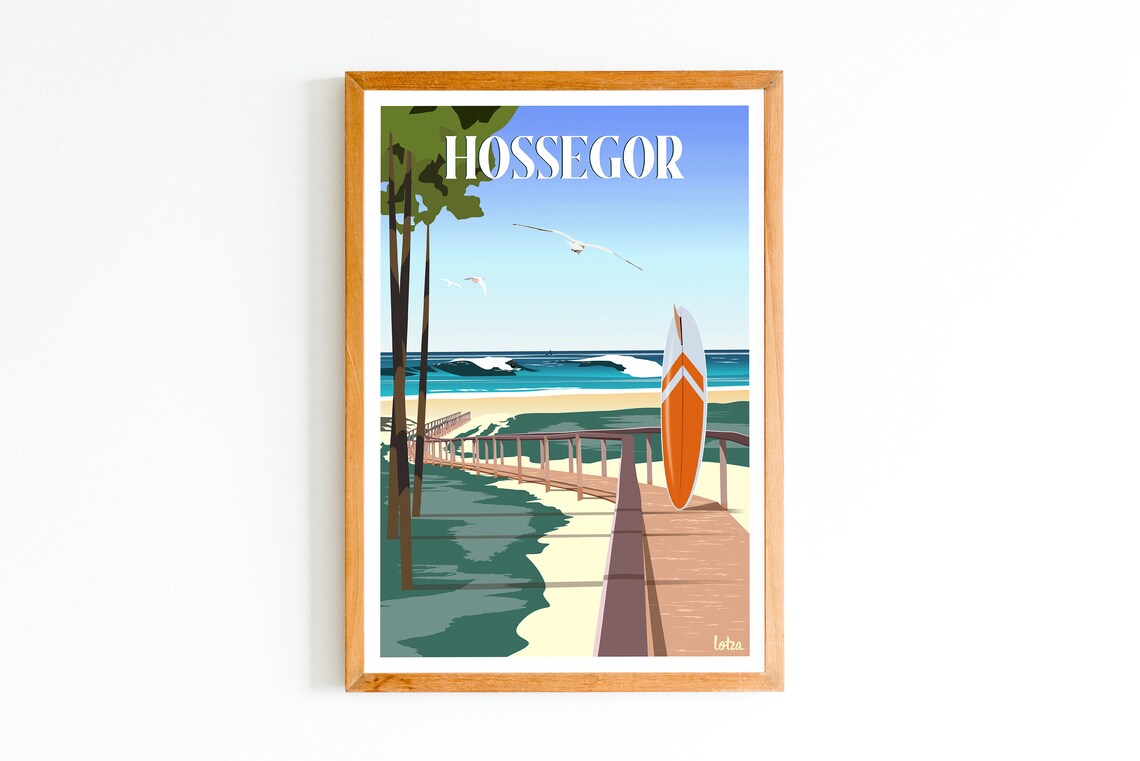 Hossegor Landes Vintage Minimalist Travel Poster