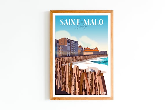 Saint-Malo Vintage Travel Poster, Minimalist Decor