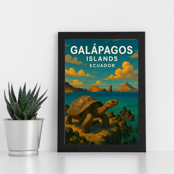 Galapagos Islands Print Artwork L Ecuador South America Custom Poster Postcard Framed Greeting Card Portrait