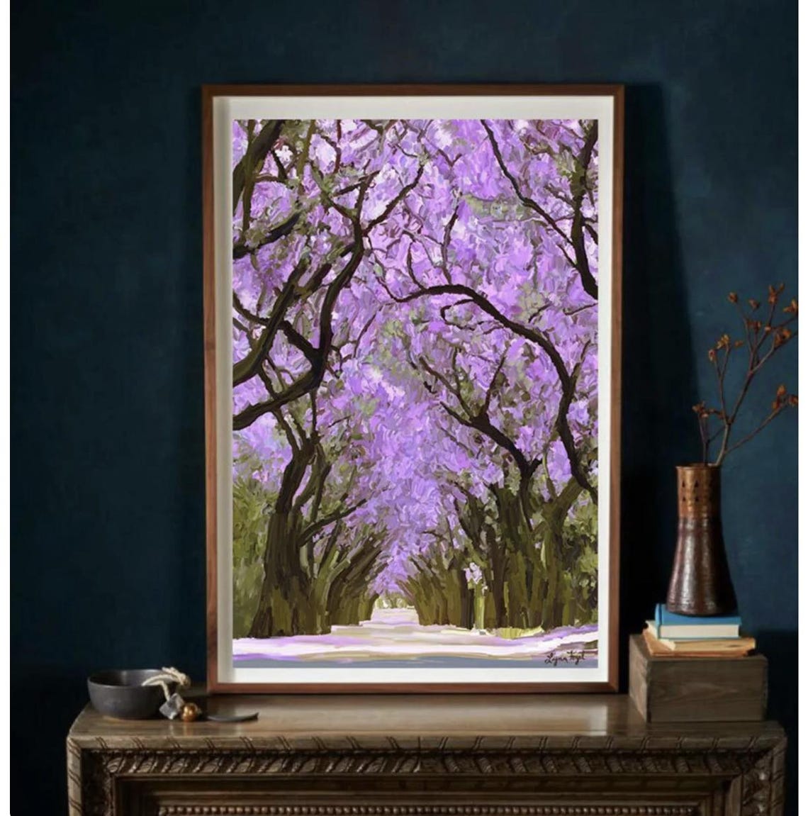 Jacaranda Trees Purple Blossom Canopy Street Painting Poster