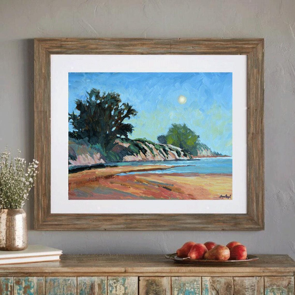 Goleta Beach California Moonlit Shoreline Dusk Landscape Poster - Image 4