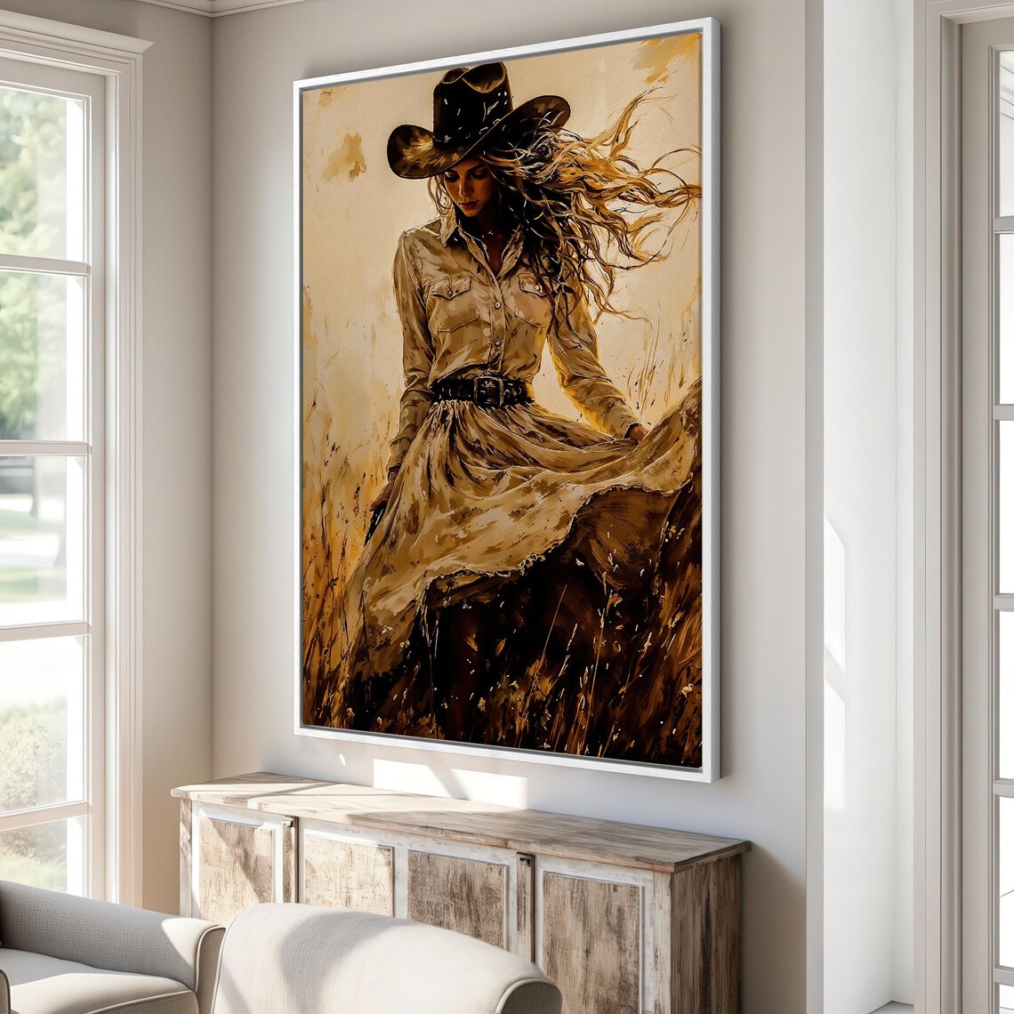 Vintage Cowgirl Art Print, Rustic Western Decor - Image 3