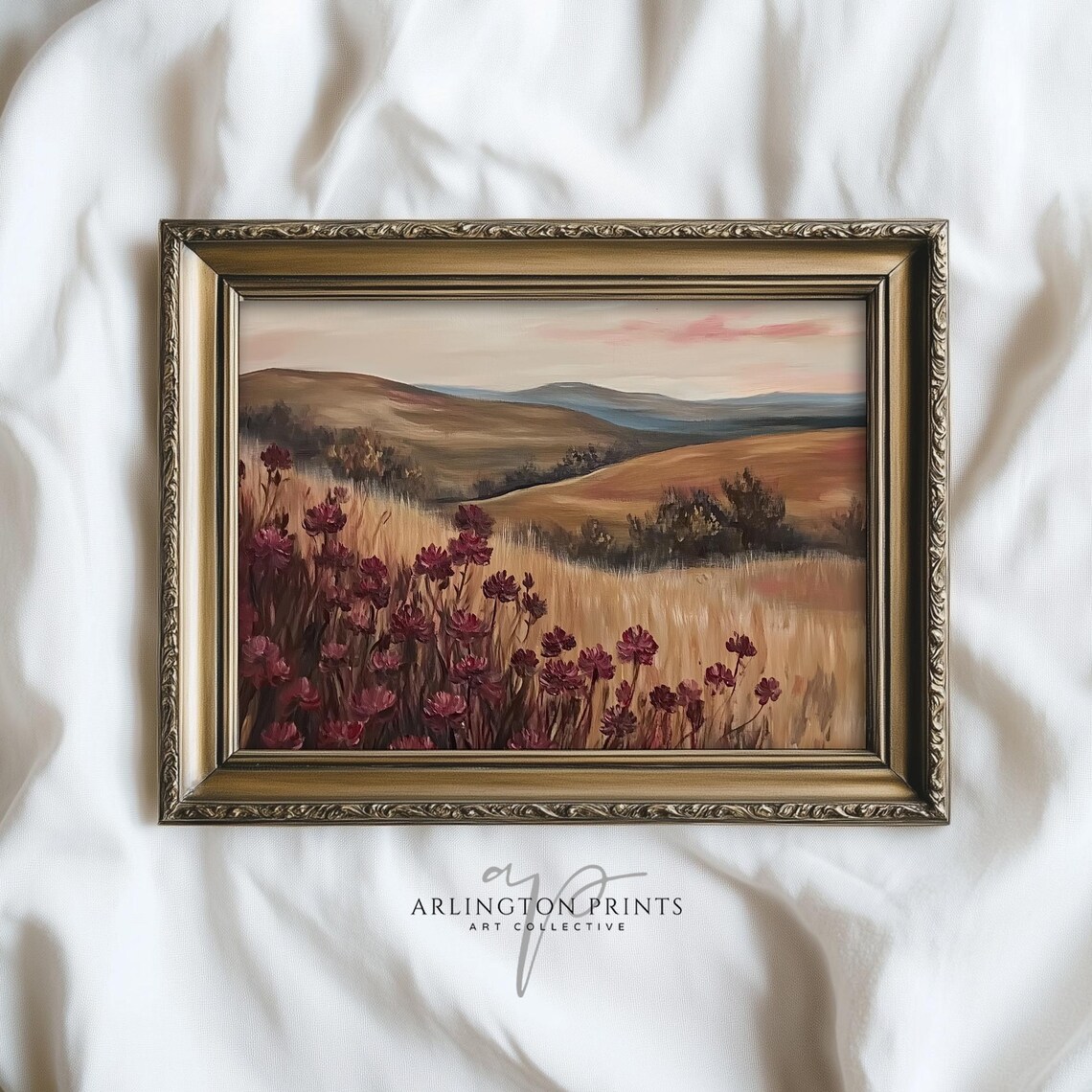 Moody Red Wildflowers Dark Academia Wall Art Print