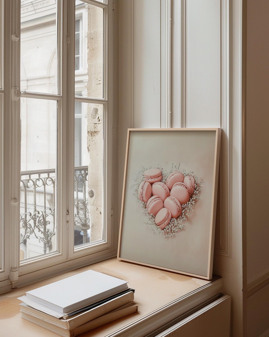 Pink Macarons Arranged in Heart Shape with Baby's Breath Sweet Print - Image 4