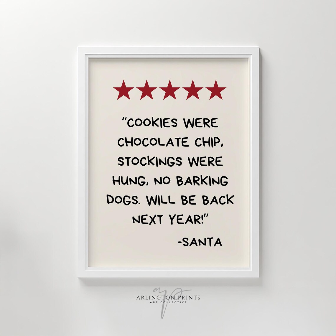 Santa Review Funny Christmas Quote Five Star Holiday Poster Humor Decor