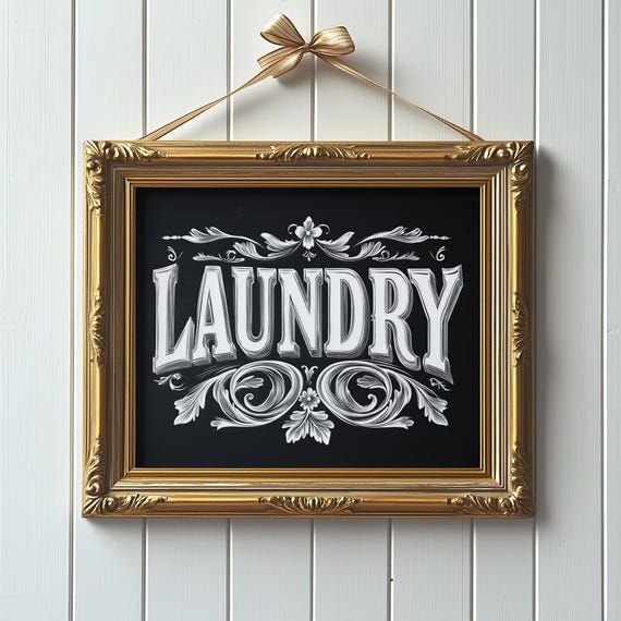 Chalkboard Laundry Typography, Vintage Laundry Room Art