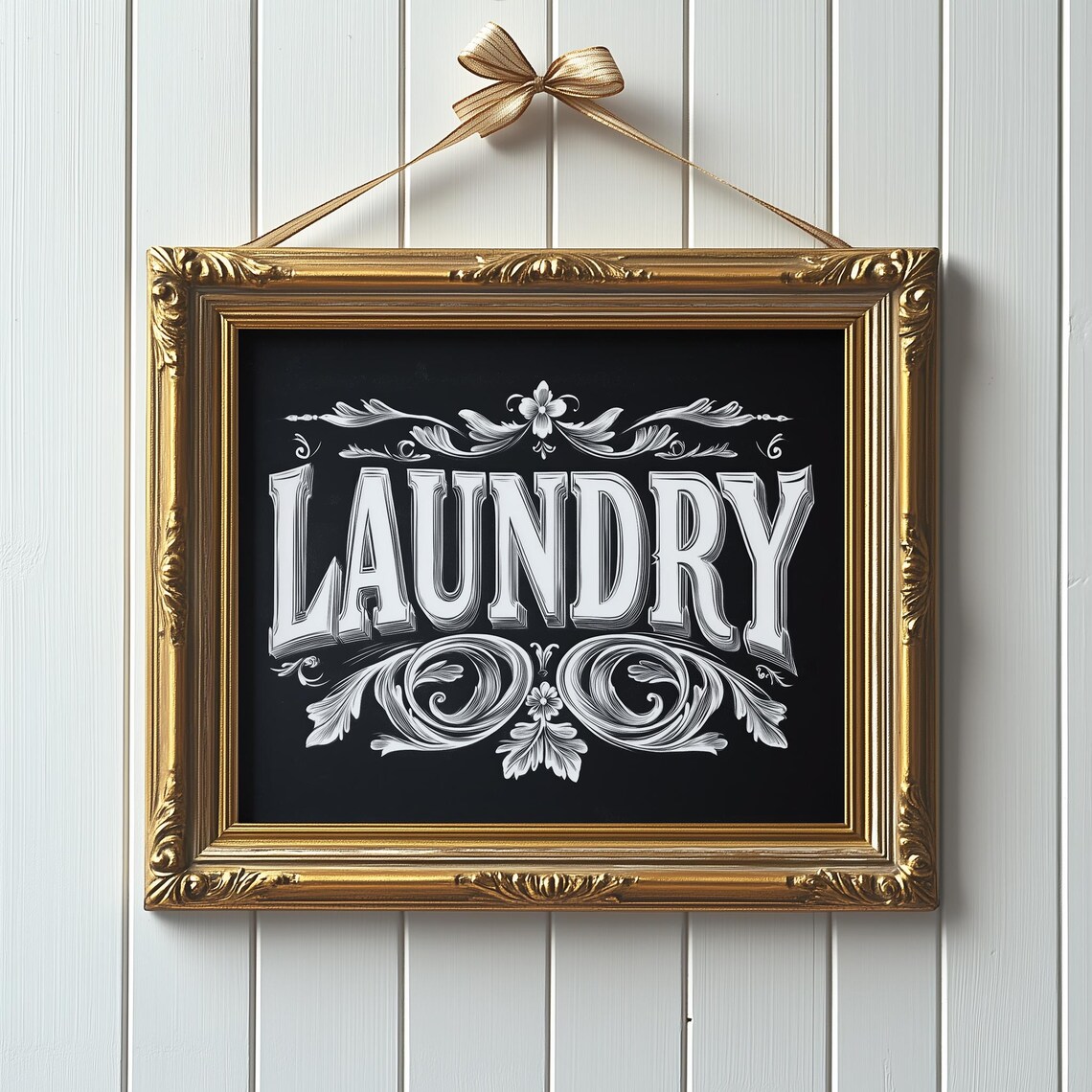 Chalkboard Laundry Typography, Vintage Laundry Room Art