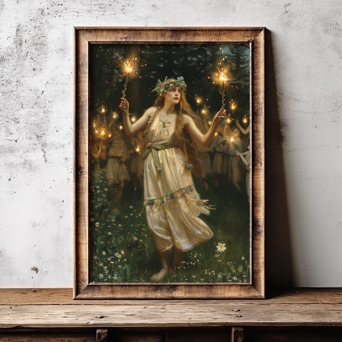 Vintage Witchy Fantasy Art Print, Pagan Spring Decor