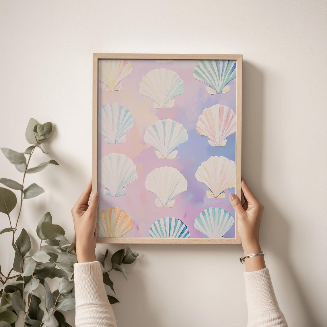 Pastel Scallop Shells Pattern Pink Coastal Beach Girl Room Poster - Image 2