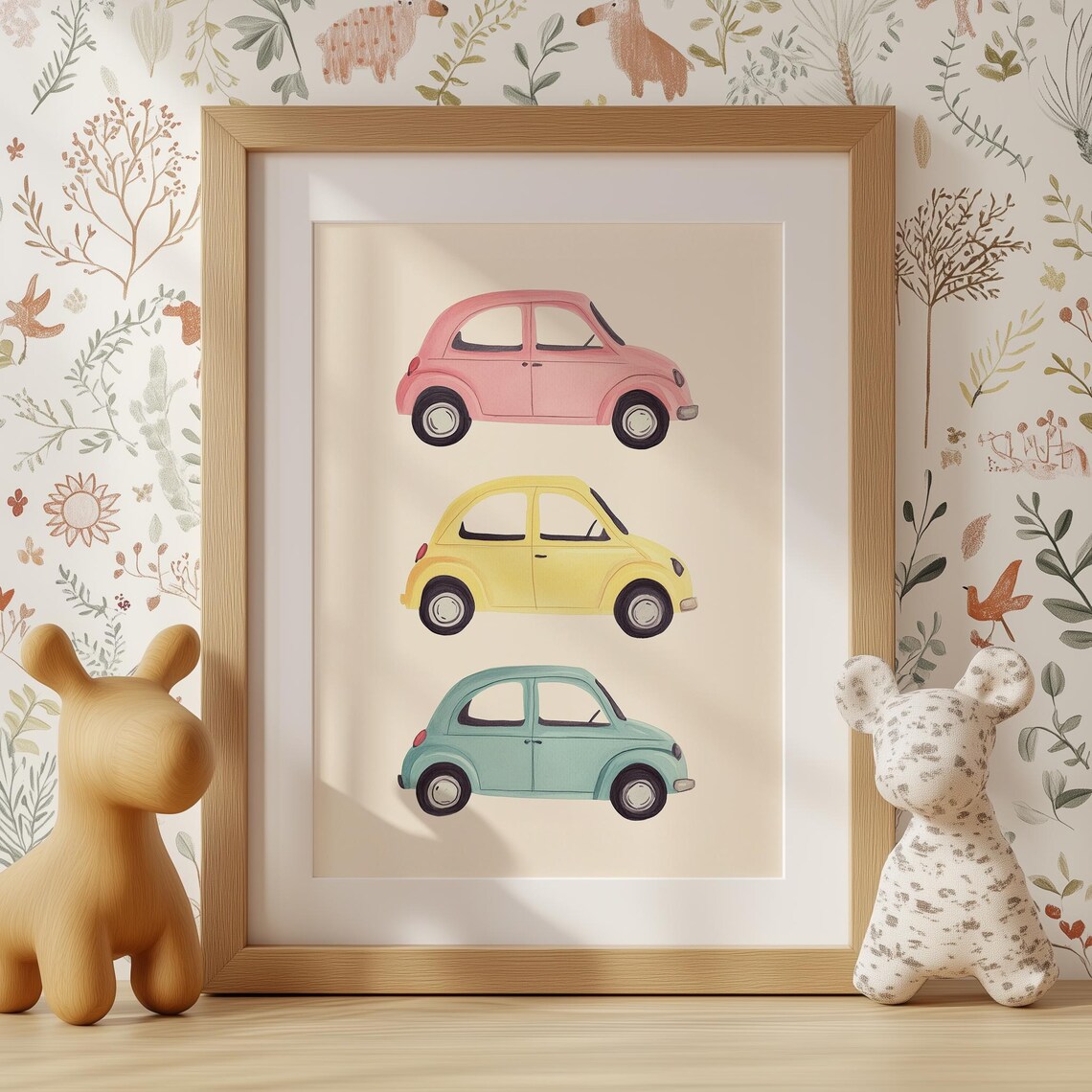 Pastel Cars And Airplanes Nursery Wall Art Duo For Kids Room - Image 4