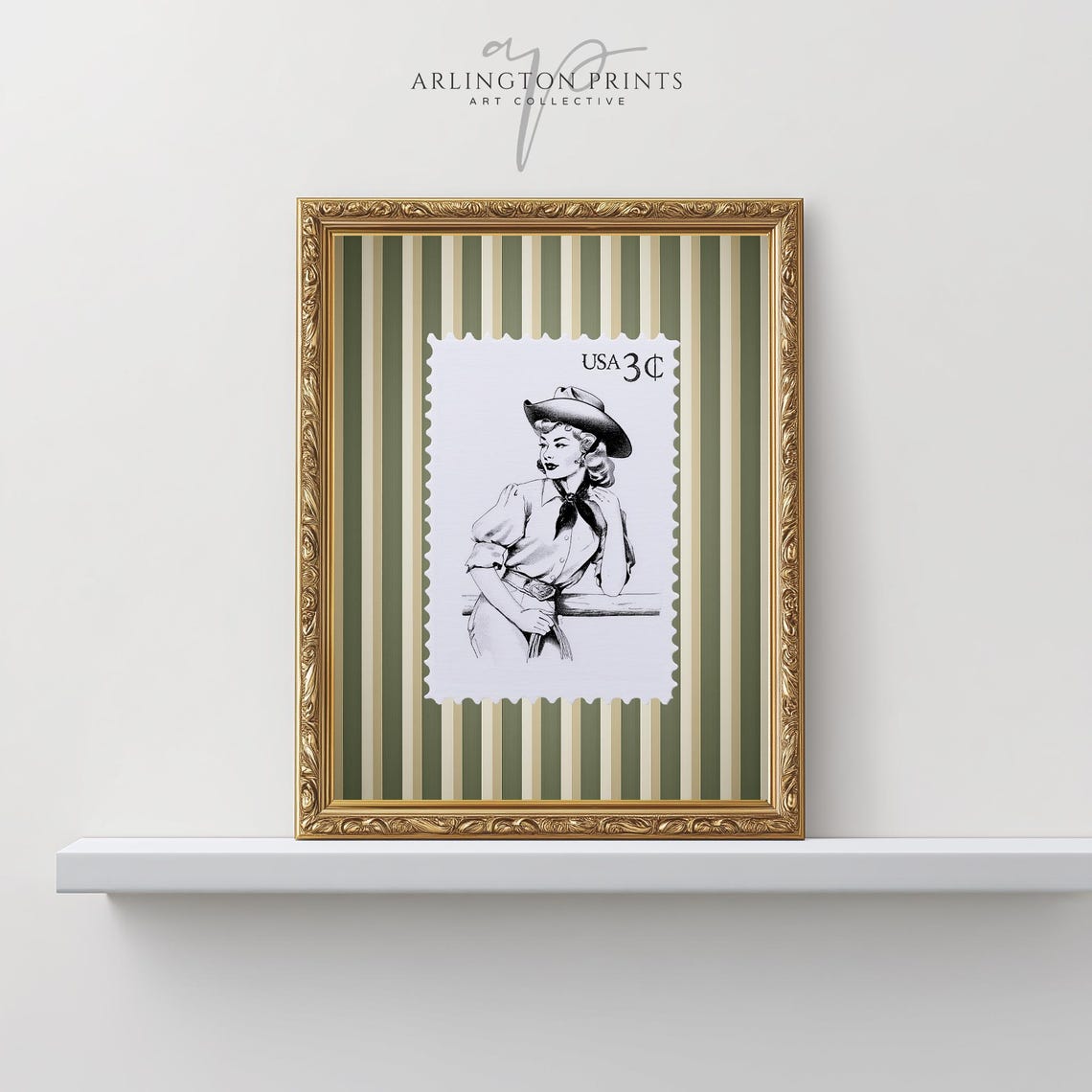 Vintage Cowgirl Stamp, Western Rodeo Poster