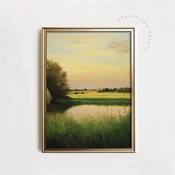 Countryside Sunset, Rustic Summer Field Landscape