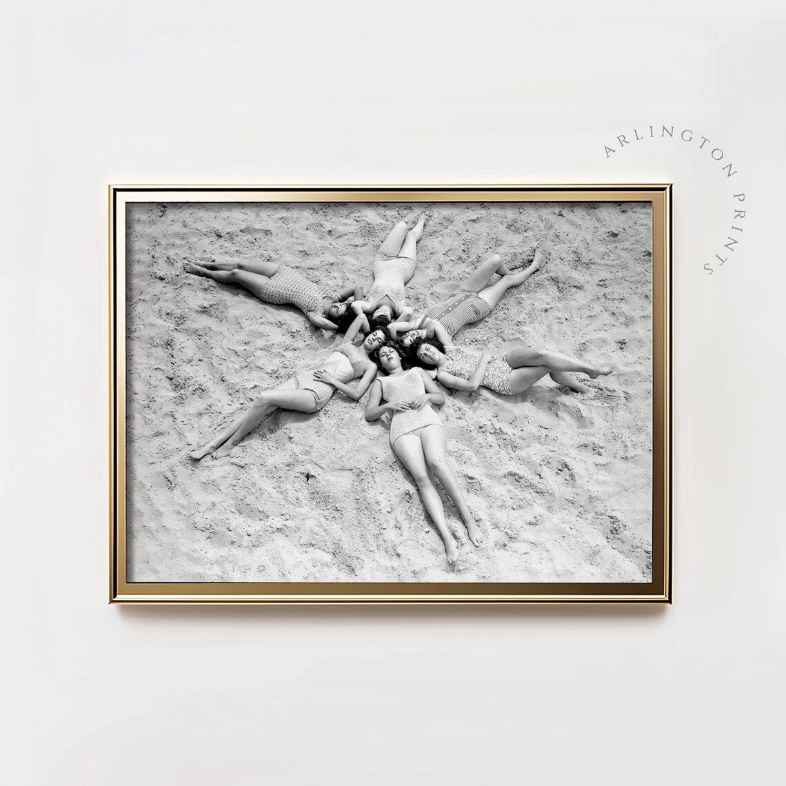 Vintage Ocean Beach Sand 1960s Women In Swimwear Art Print