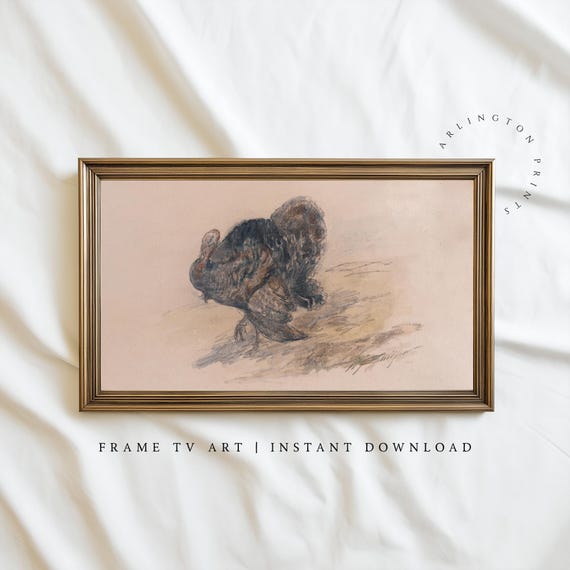 Samsung Frame Tv Art Vintage Turkey Painting Rustic Autumn Farmhouse Decor Thanksgiving Wall File For 495