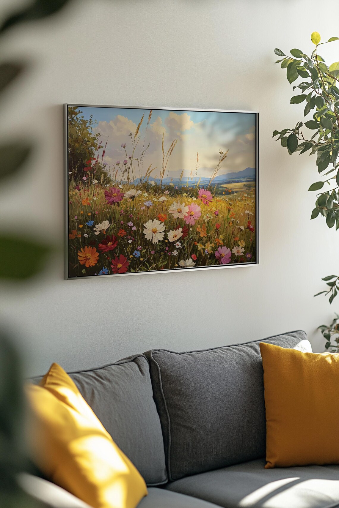 Wildflower Meadow Mountain Vista Vibrant Colorful Landscape Poster - Image 4
