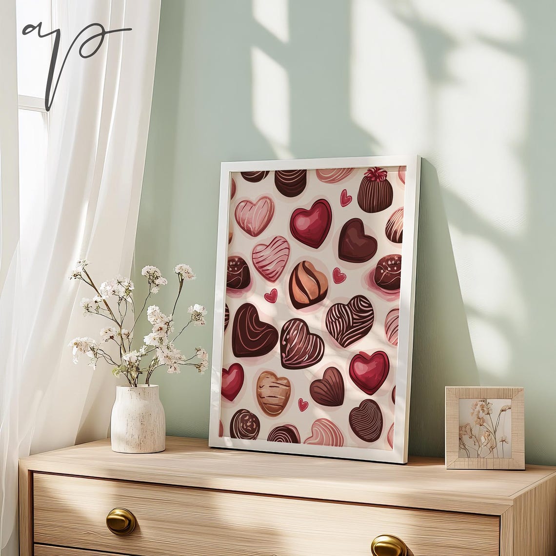 Heart Chocolate Candies Truffle Pattern Valentine Sweet Poster - Image 3
