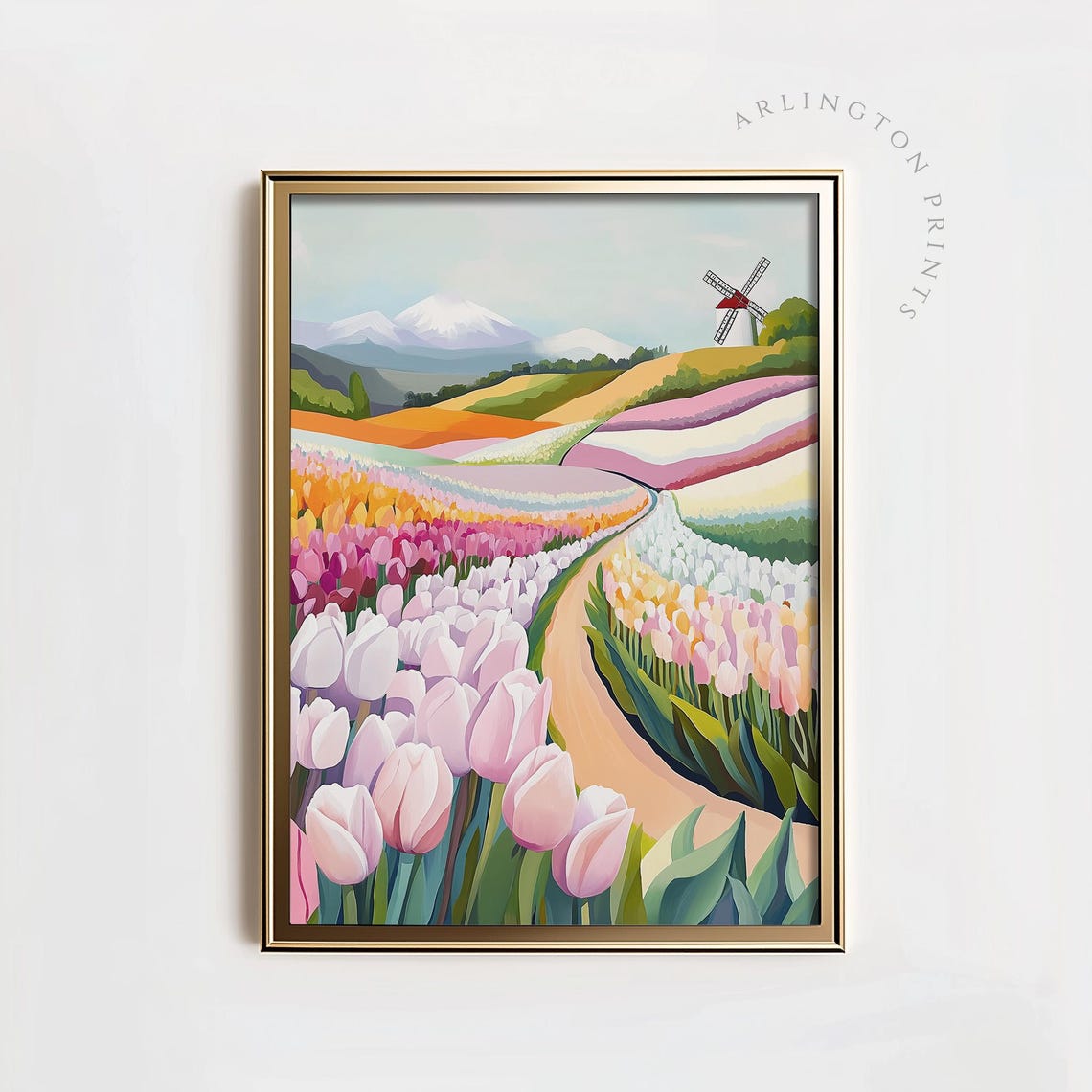 Colorful Abstract Tulip Field, Spring Dutch Countryside