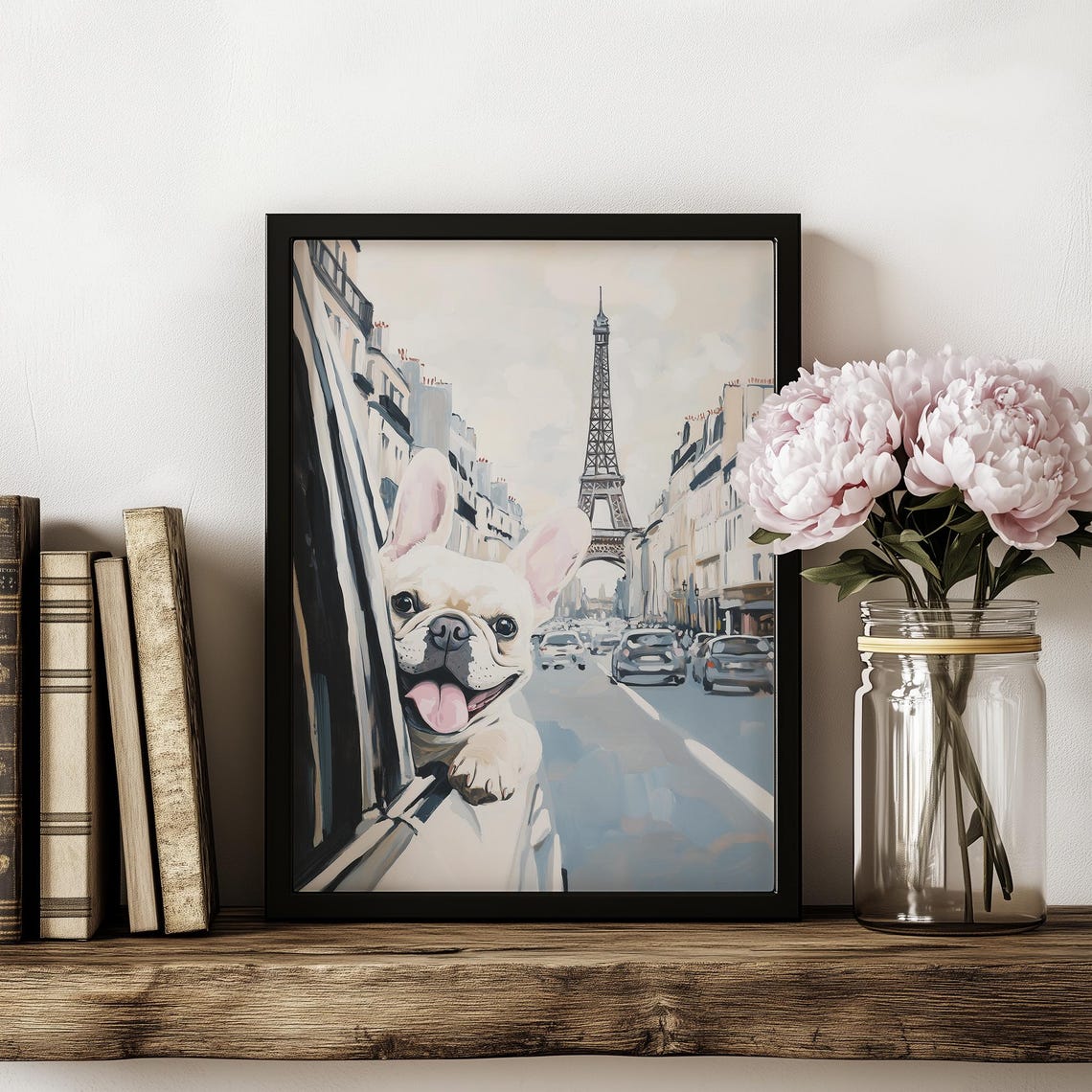 French Bulldog in Paris Car Window Eiffel Tower Cute Dog Poster - Image 4