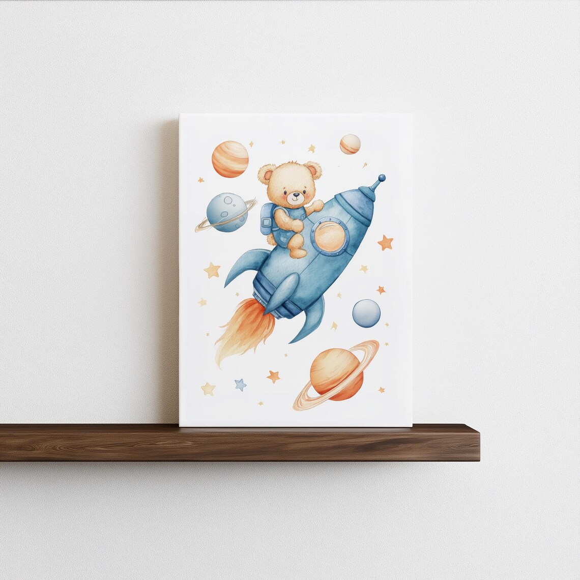 Space Bear Nursery Art, Outer Space Room Decor