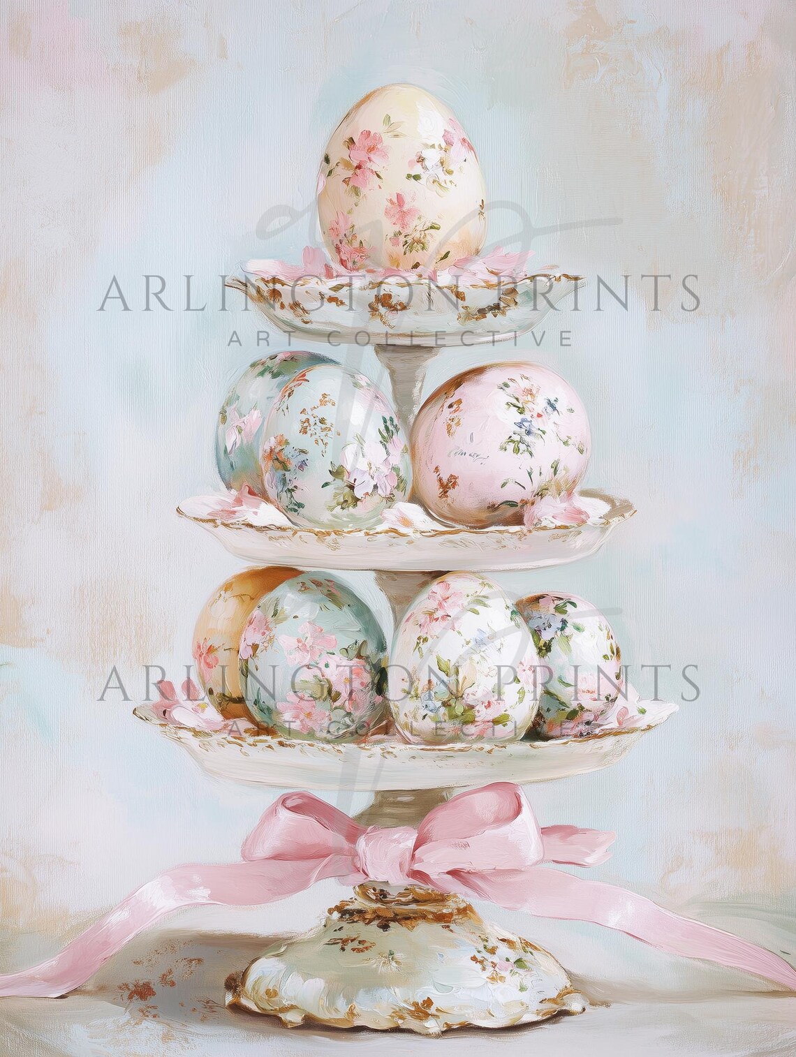 Pastel Coquette Easter Eggs Vintage Art Print - Image 2
