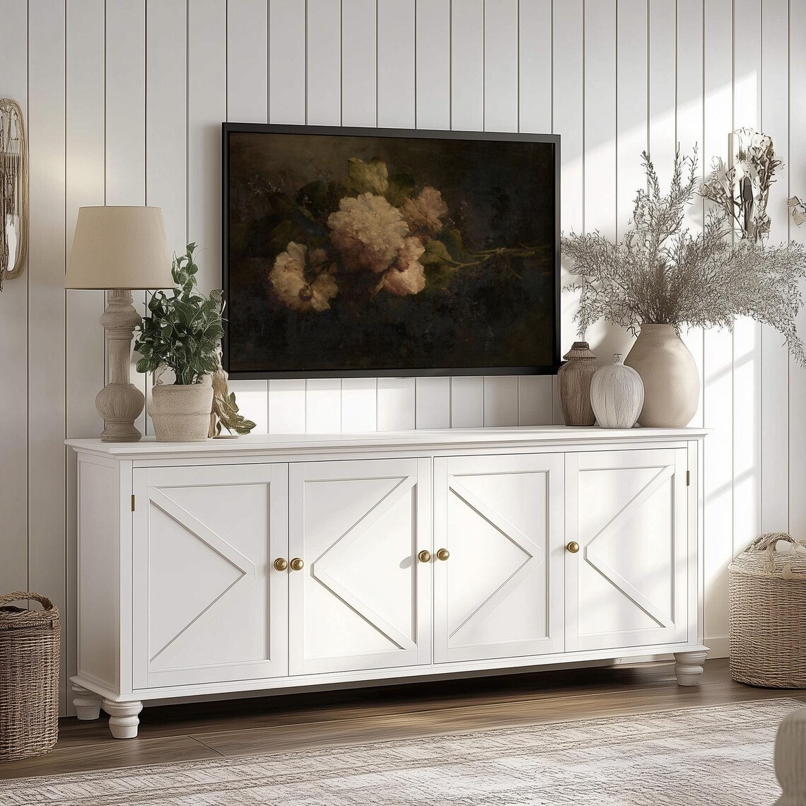 Dark Academia White Roses Moody Vintage Floral Oil Painting Poster - Image 3
