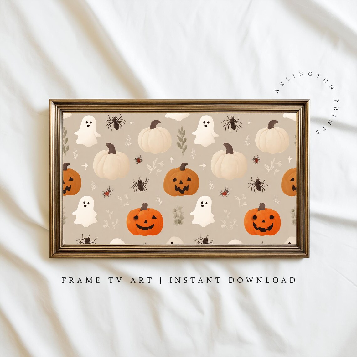 Samsung Frame Tv Art Halloween Decor Cute Ghosts And Pumpkins Spooky Fall Vibe Rustic Autumn Screensaver Tv184