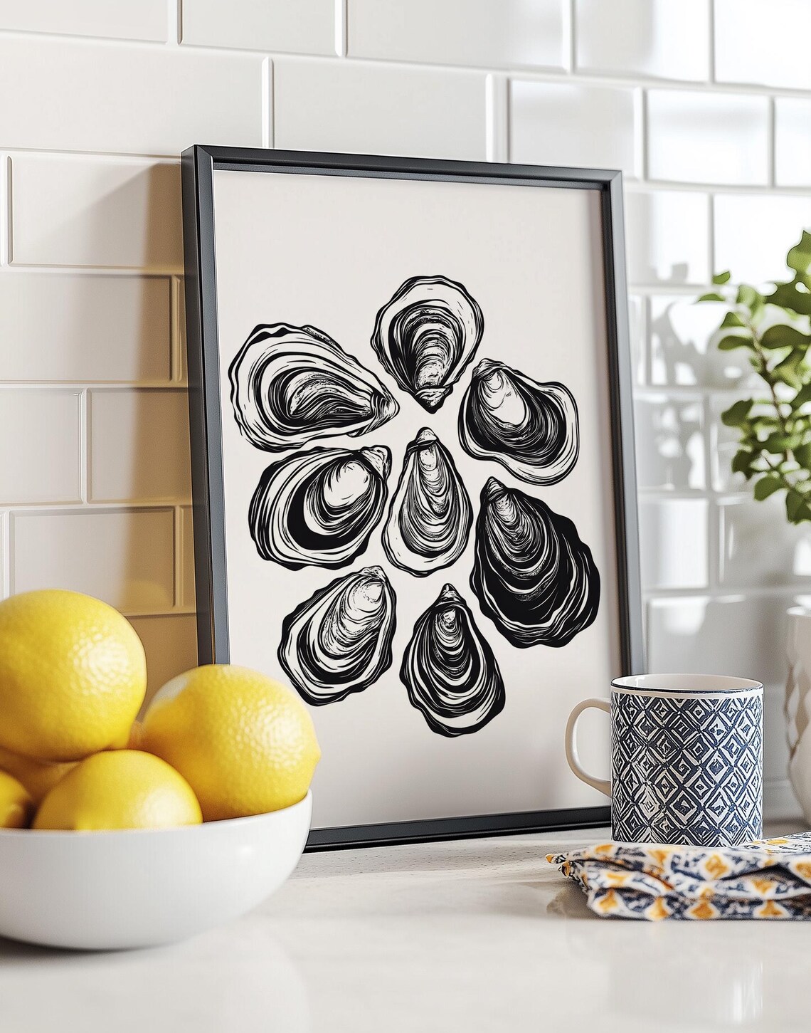 Oyster Shells Drawing, Modern Minimalist Kitchen Decor - Image 4