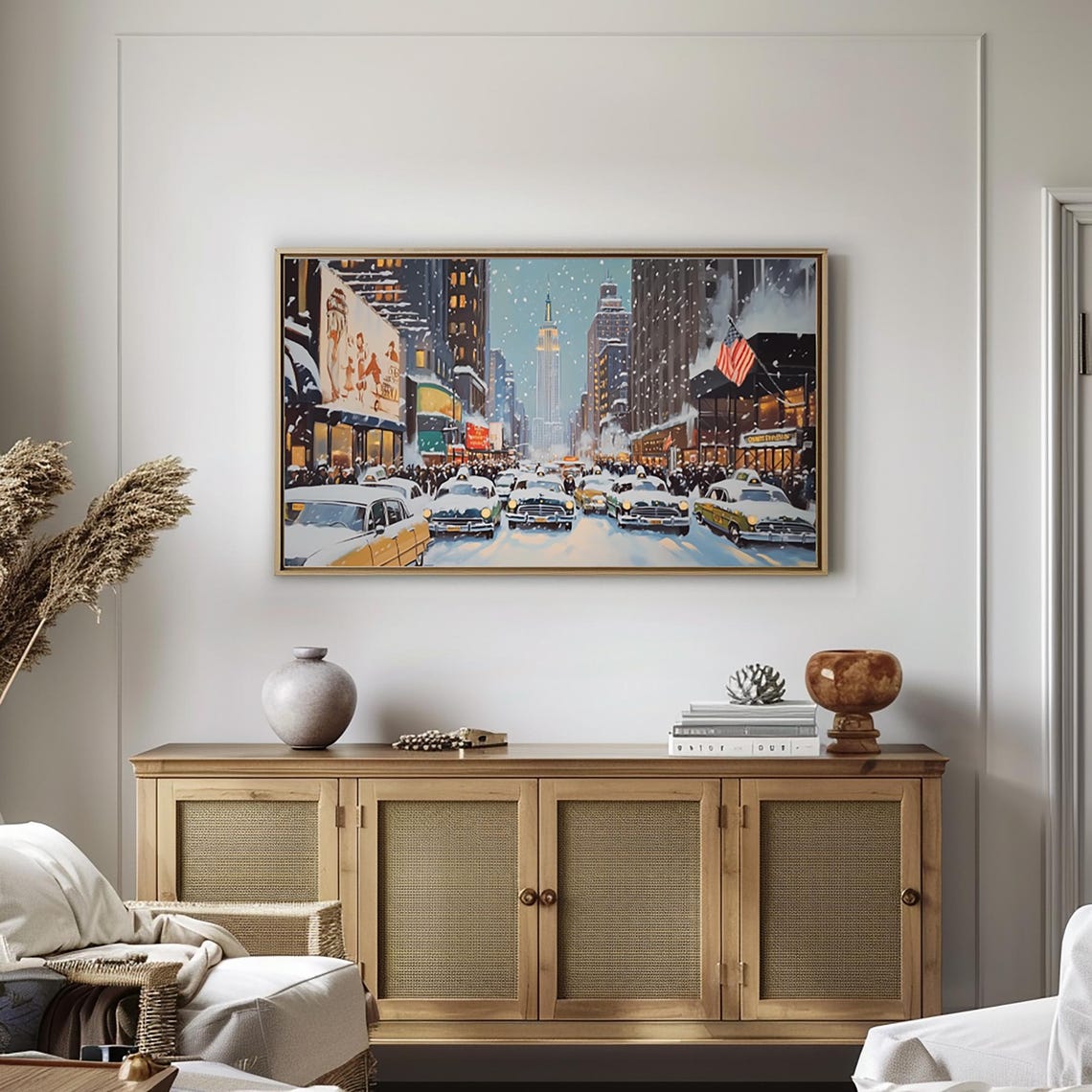 Winter New York Frame Tv Art Snowy Cityscape Oil Painting Vintage Nyc Art For Frame Tv Vintage City Screensaver Ta45 - Image 4