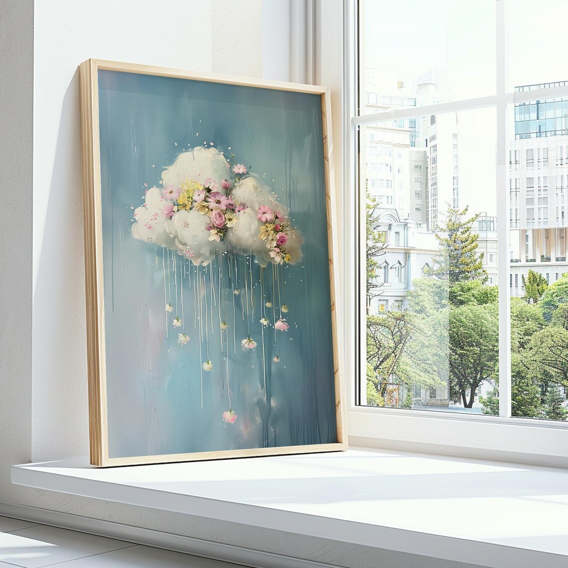 Cute Little Flower Raincloud Art Print, Spring Farmhouse - Image 4
