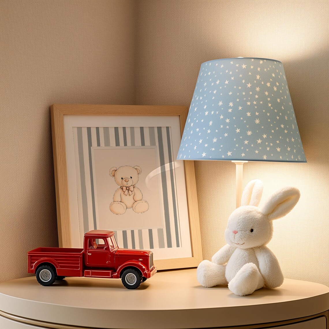 Vintage Teddy Bear Gray Striped Nursery Baby Room Decor Poster - Image 5