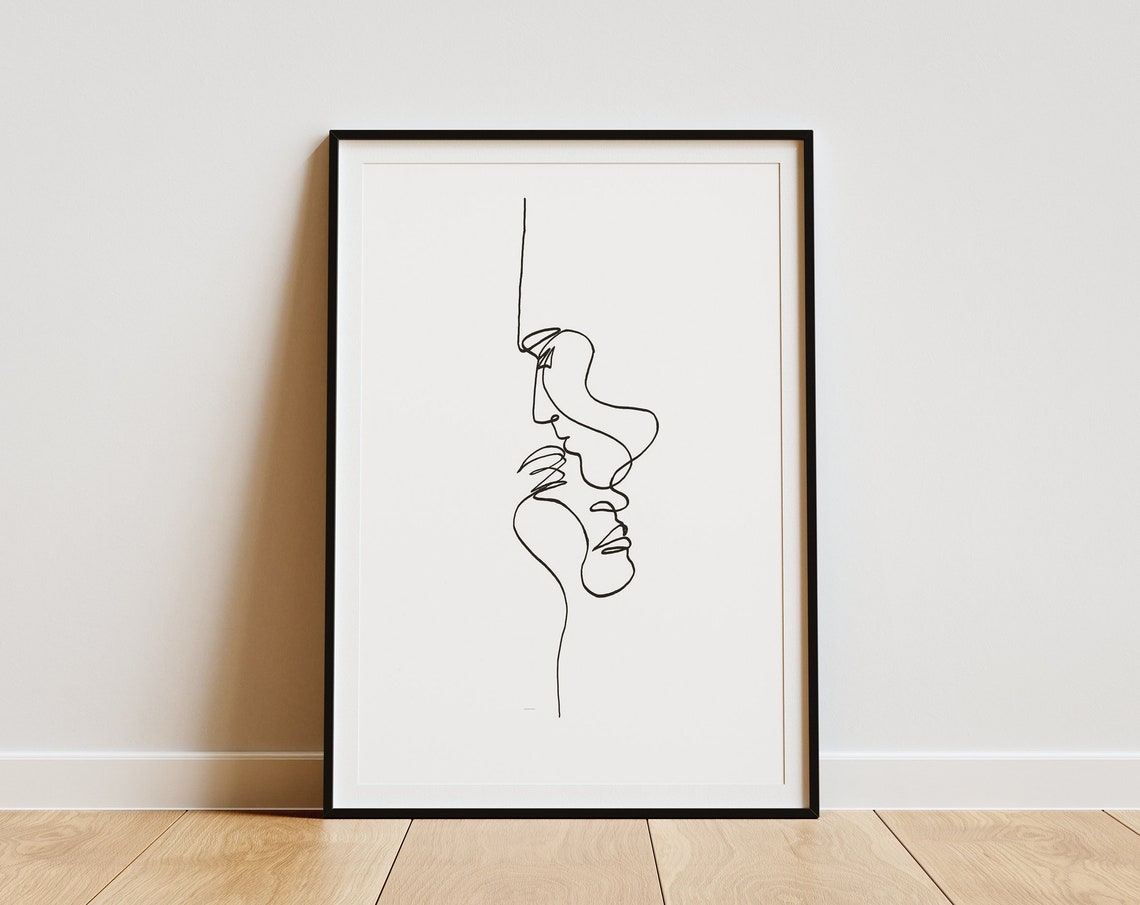 Minimalist Continuous Line Face Abstract Modern Drawing Art Print
