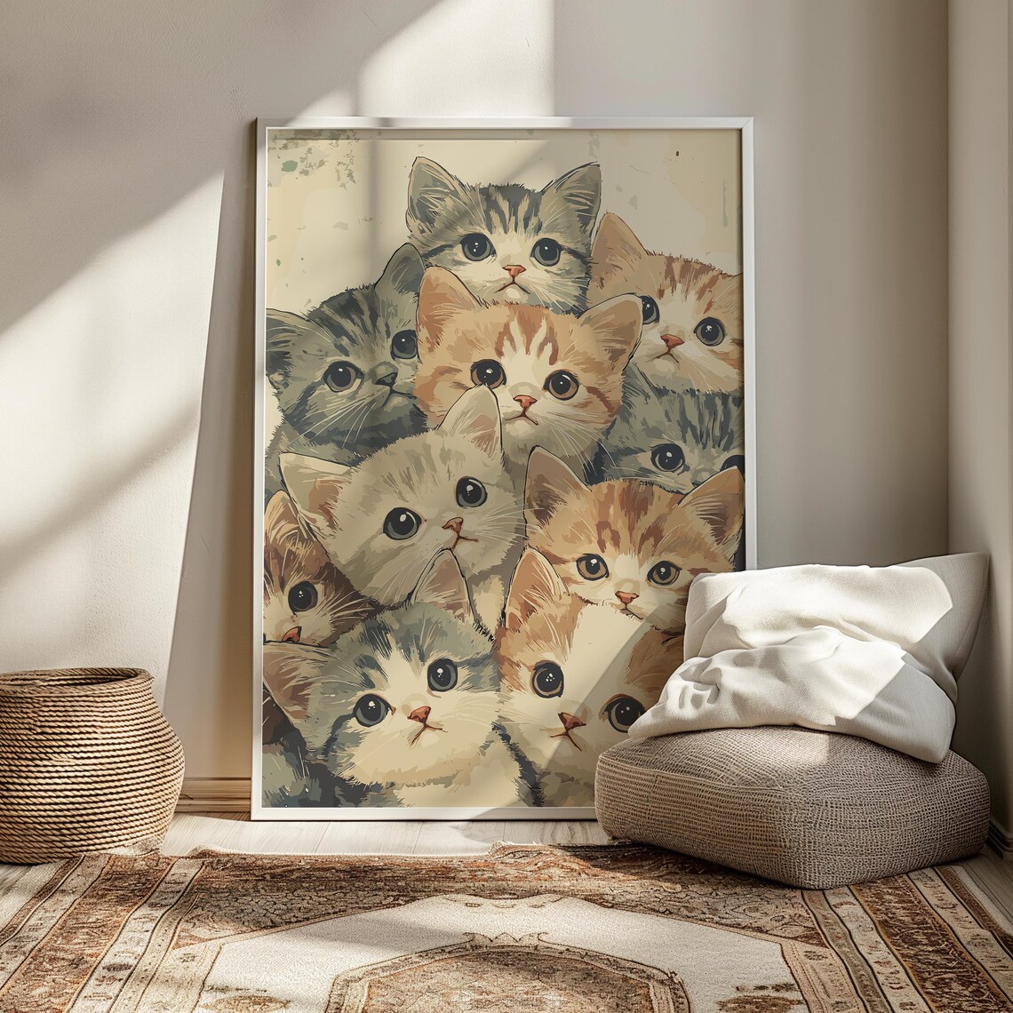 Adorable Kitten Faces Collage Cute Cat Lover Nursery Art Poster - Image 2