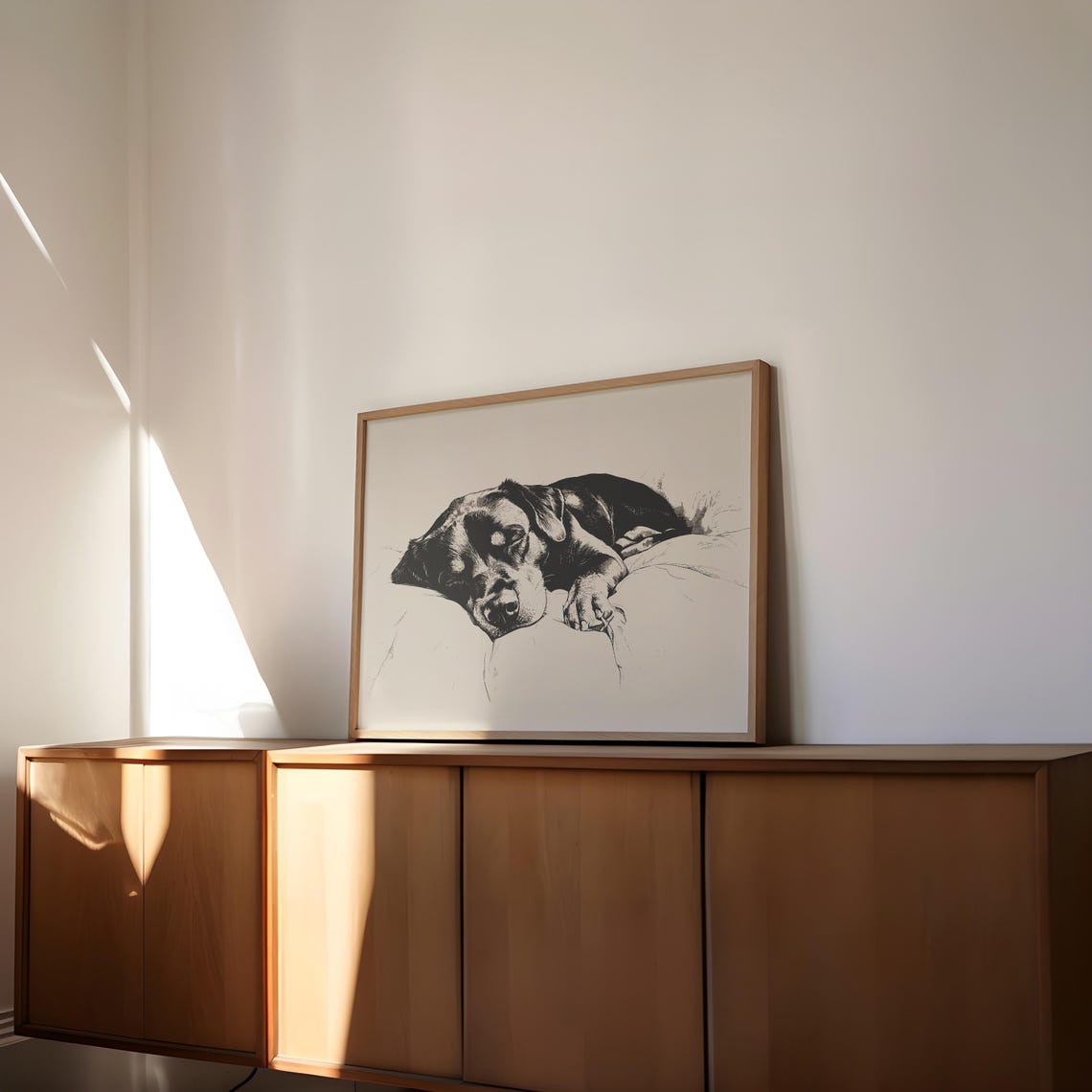 Sleeping Rottweiler Vintage Print Dog Retro Poster Dog Wall Art Antique Painting Country Dog Drawing Farmhouse Print Rottweiler Sketch - Image 3
