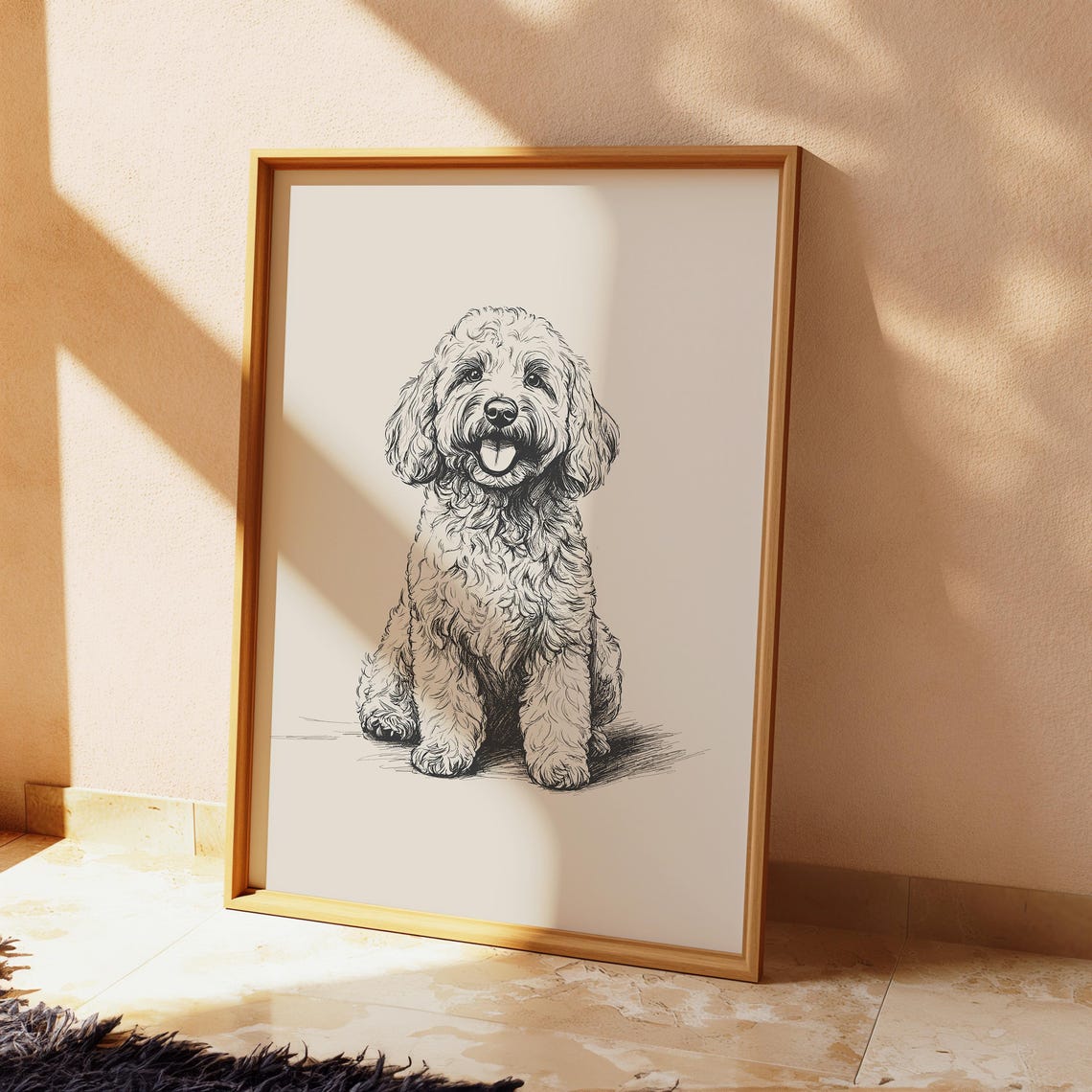 Goldendoodle Nursery Print Puppy Nursery Poster Dog Vintage Art Puppy Painting Dog Sketch Baby Nursery Wall Art Kids Room Drawing - Image 2