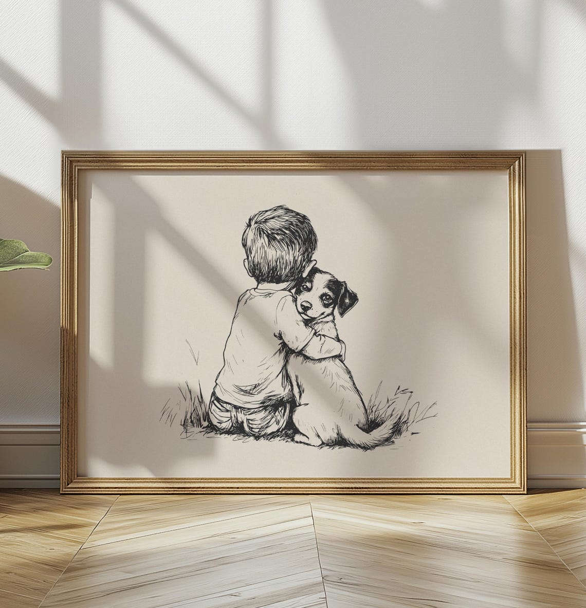 Boy And A Jack Russell Nursery Print Dog Vintage Art Retro Puppy Painting Farmhouse Decor Country Wall Art Dog Drawing Dog Wall Art - Image 3