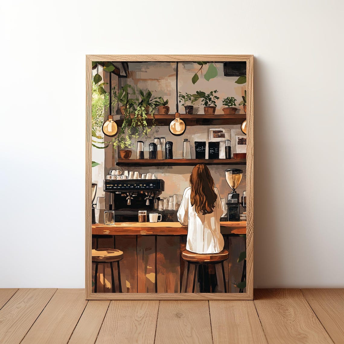 Cozy Cafe Interior Barista Espresso Warm Coffee Shop Art Poster