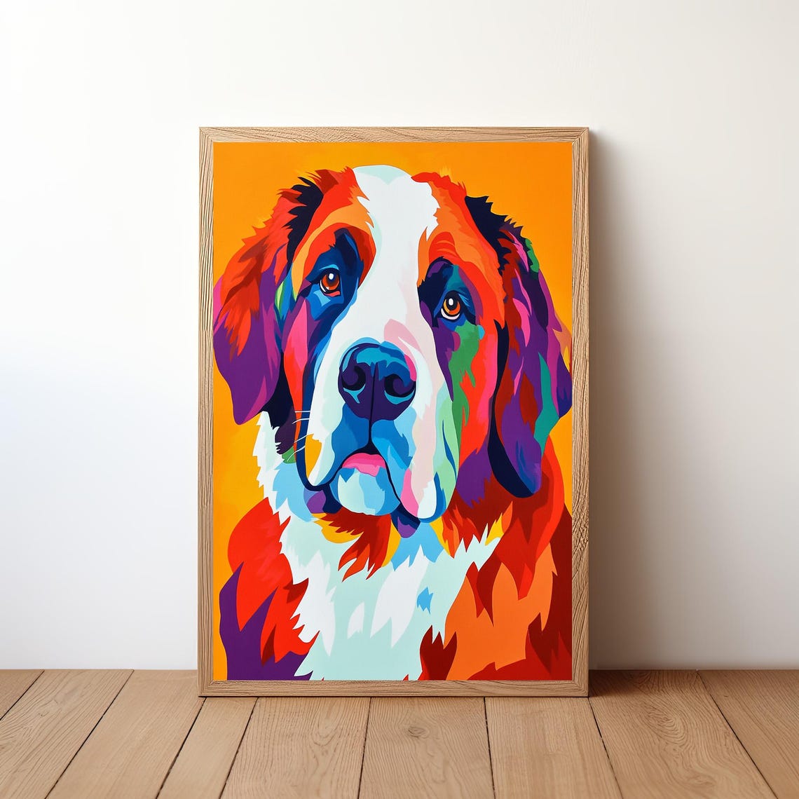Saint Bernard Pop Art Dog Portrait Colorful Pet Lover Wall Art