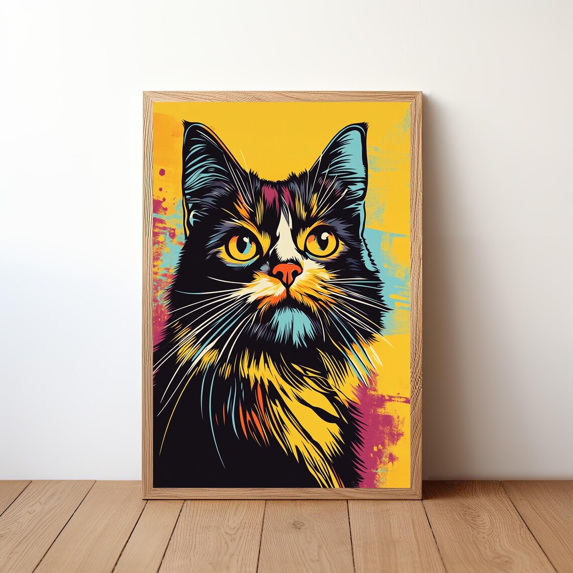 Maine Coon Cat Pop Art Poster, Humorous Pet Decor