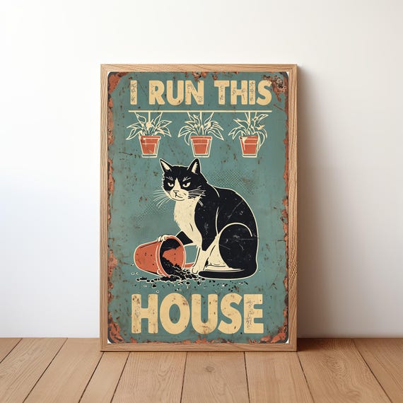 Funny Cat Poster Hilarious Wall Art Quirky Feline Print Sarcastic Pet Humor Decor Sassy Kitty Illustration Lover Gift Rb19