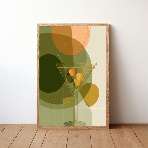 Cocktail Bar Wall Art Print Minimalist Modern Vector Drink Poster Home Decor Mixology Bartender Gift Kitchen Illustration Bar18