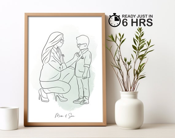 Personalised Mothers Day Gift Gift For Mom Custom Portrait Birthday Gift Gift For Mother Minimalist Wall Art Unique Gift Gift For Her