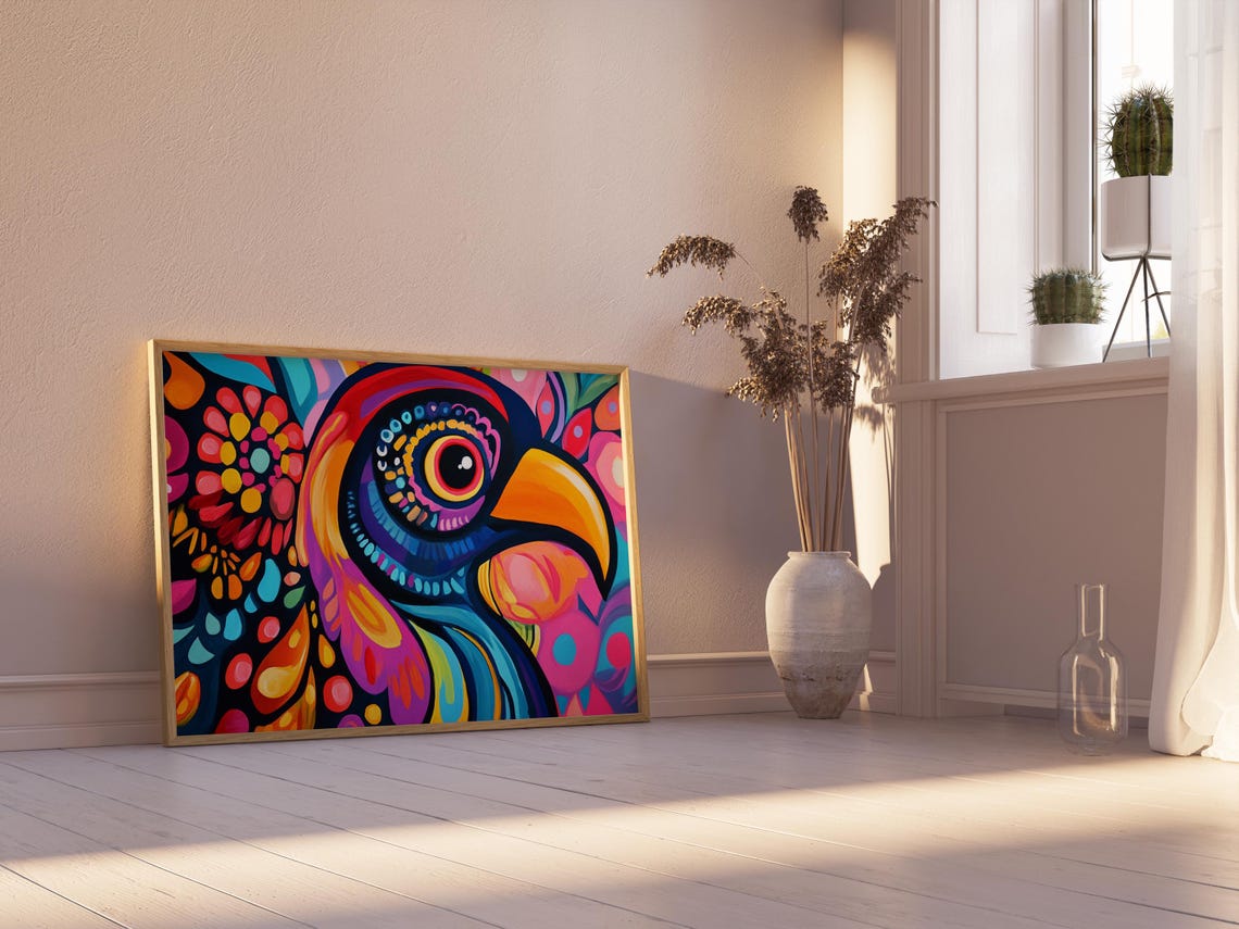 Toucan Head Close Up Big Yellow Beak Patterned Plumage Pop Art Print - Image 2