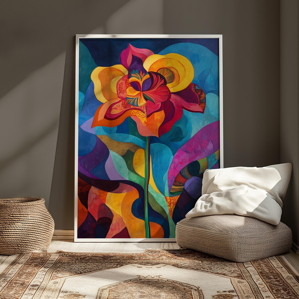 Abstract Flowing Flower Blue Purple Background Dynamic Floral Poster - Image 3