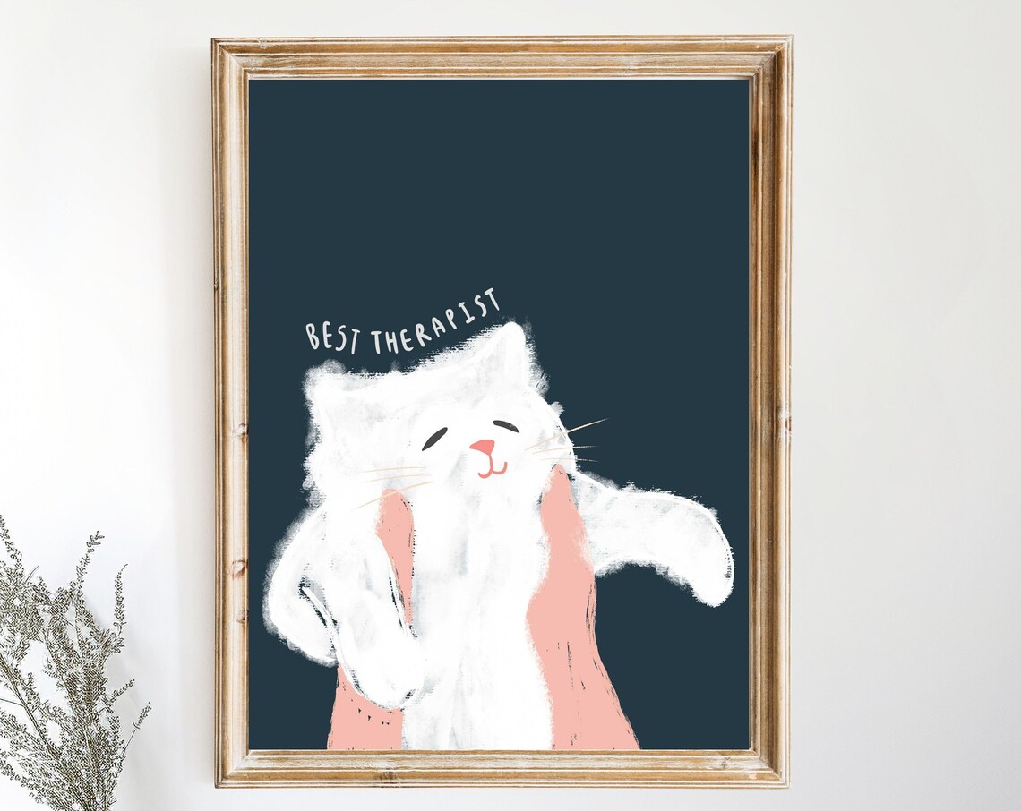 Therapy Cat Art Print, Psychology Office Decor - Image 4