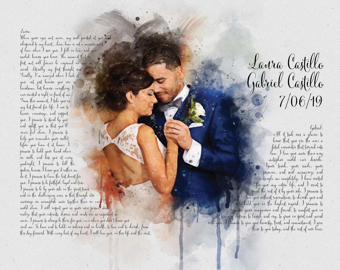 Custom Wedding Portrait Watercolor Art Print