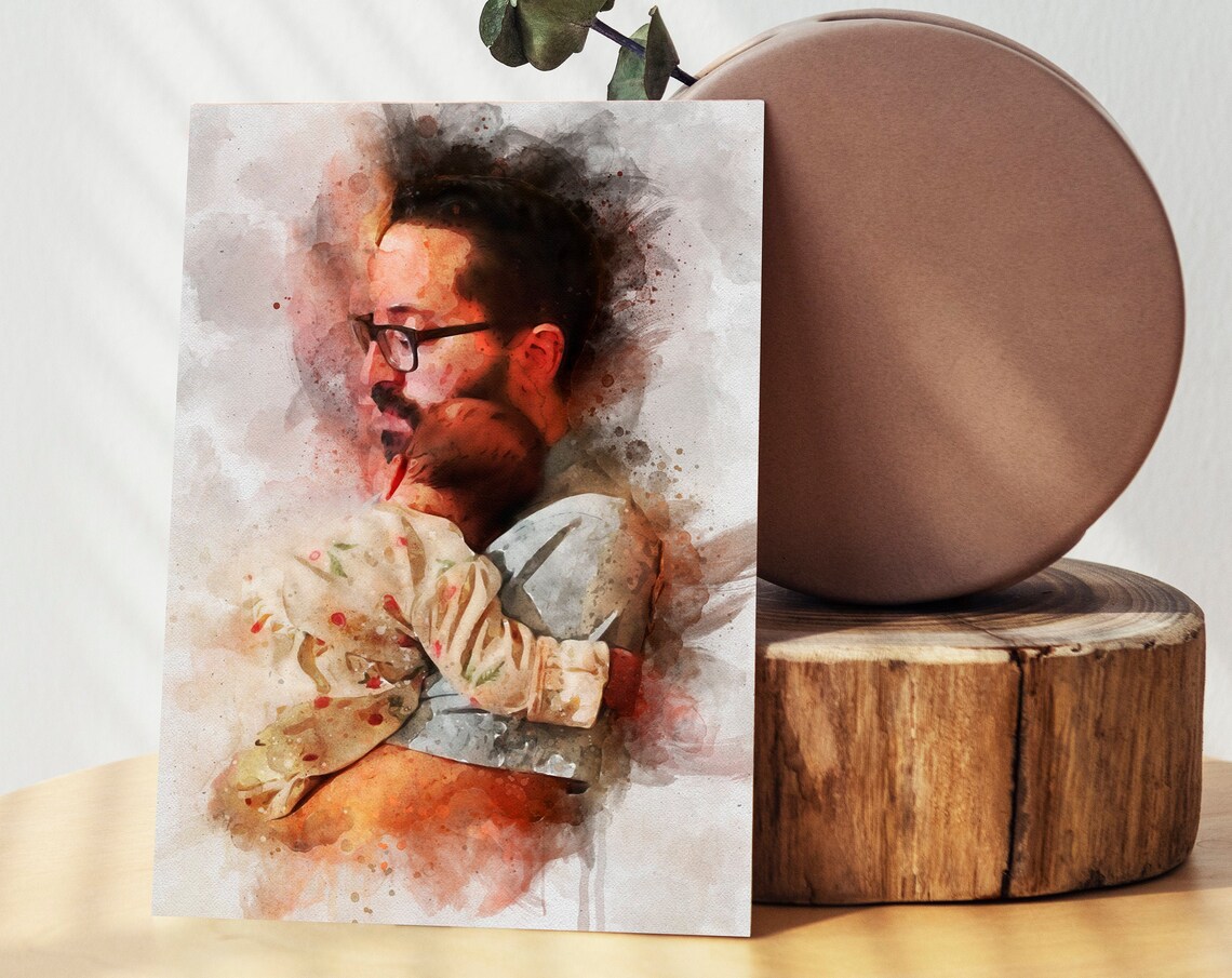 Custom Watercolor Portrait from Photo Family Pet Gift Art Print - Image 4