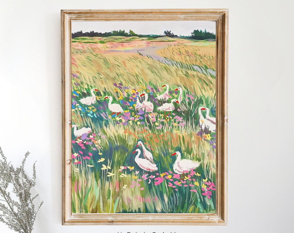 Vintage Mother Duck Art Print, Cottagecore Decor