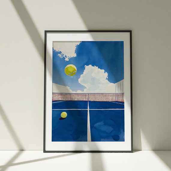 Tennis Court Poster Painting Wall Art Poster Watercolor Print Colorful Illustration Nature Minimalist Decor Game Rook Artwork