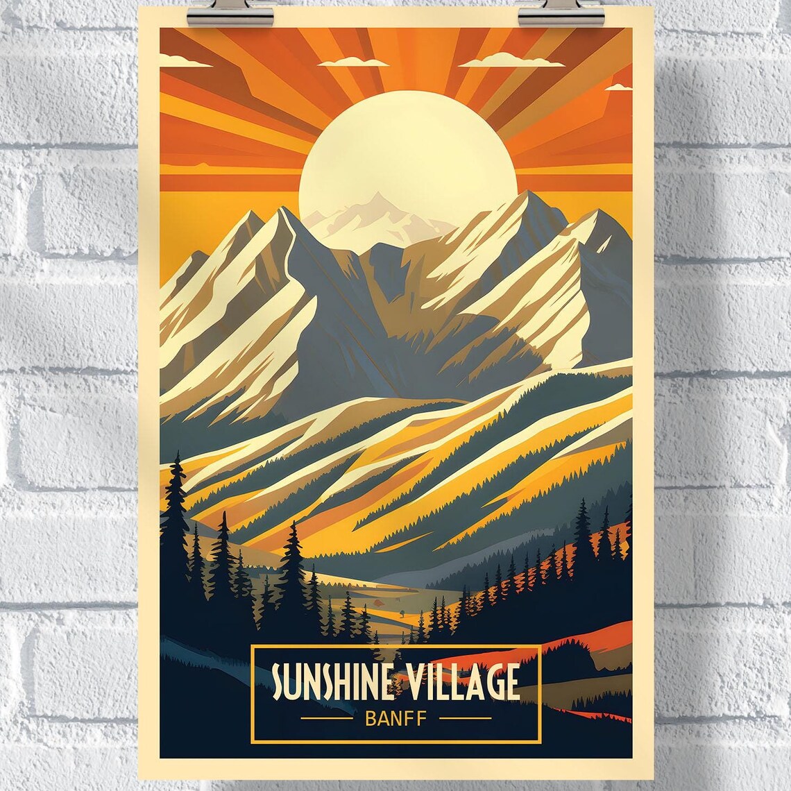 Banff Sunshine Village Sunshine Peaks Travel Poster
