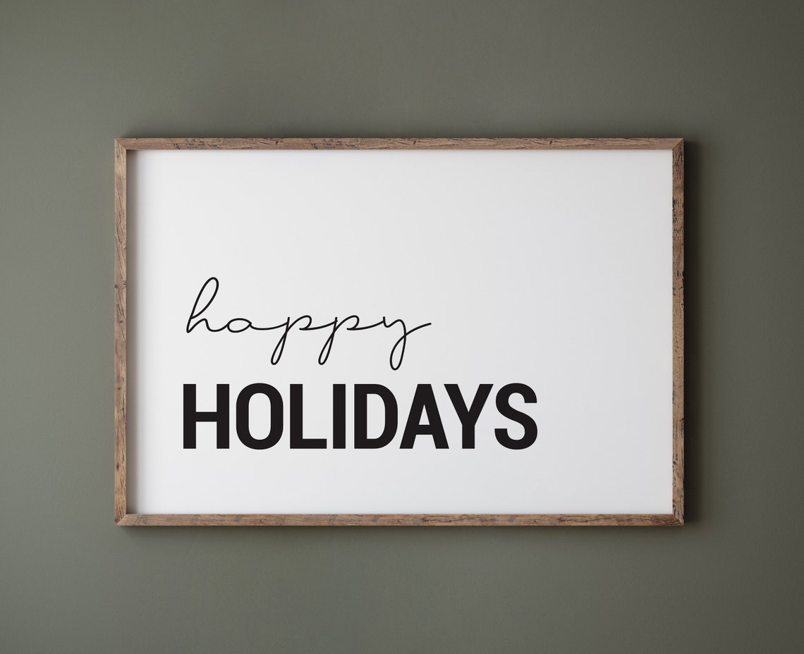Minimalist White Happy Holidays Script Typography Christmas Poster - Image 3
